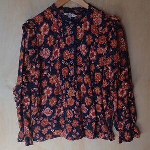 The Pioneer Woman Pleated Ruffle Blouse, Long Sleeve, Floral